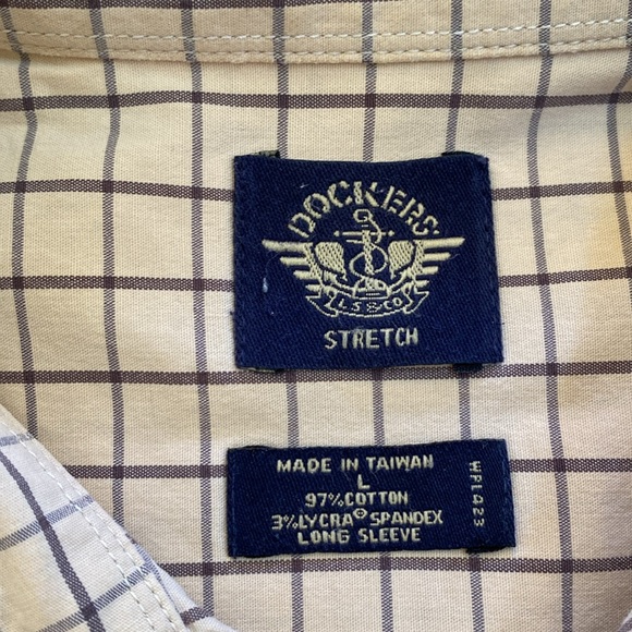 DOCKERS STRETCH Long Sleeve Men's Dress Shirt Size L - Picture 3 of 5